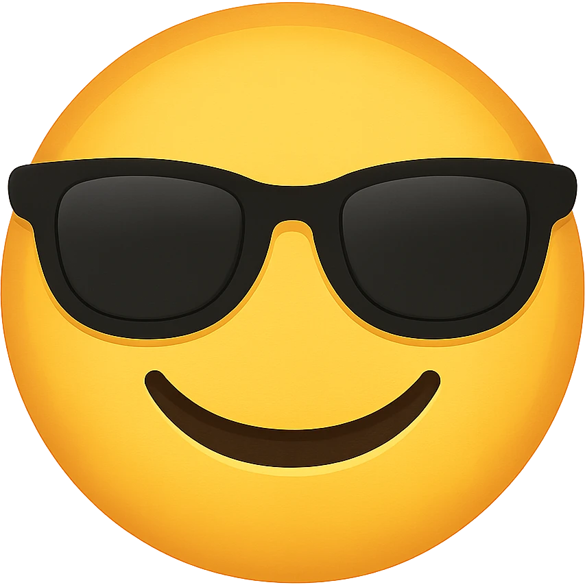 face with sunglasses emoji, digital illustration emoji
