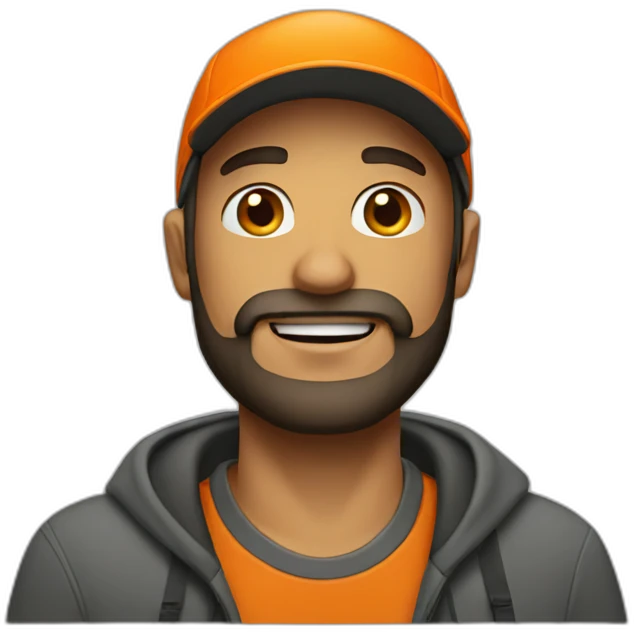 Men with beard and orange cap emoji