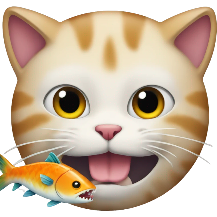 cat eating a fish emoji