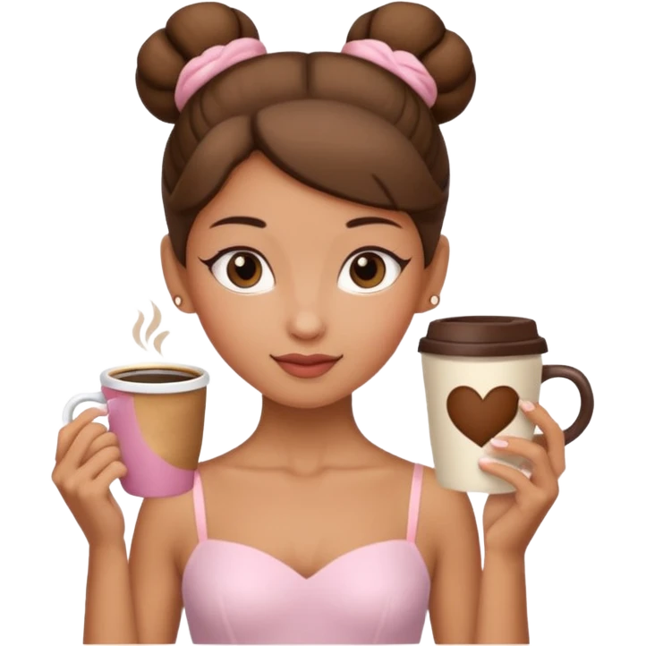 Bailarina con cabeza de taza de cafe emoji