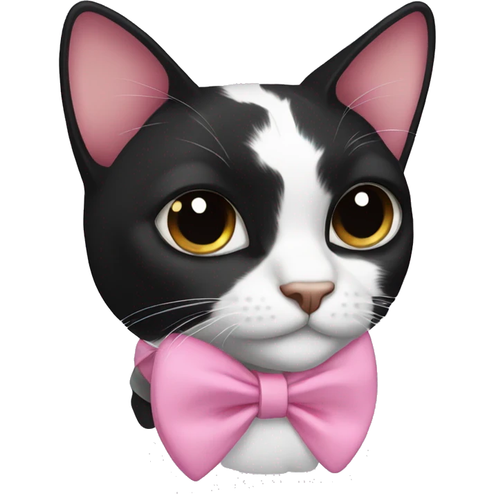 black calico cat with pink bow emoji