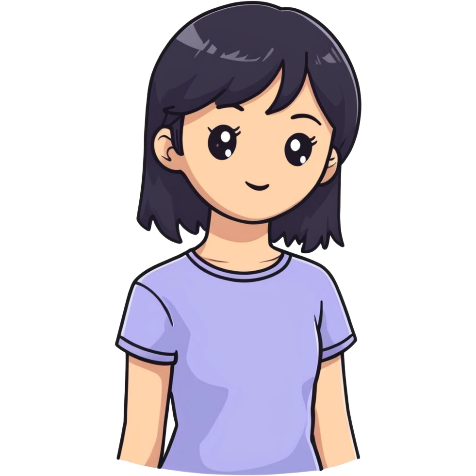 young woman with black hair, 25 years old emoji