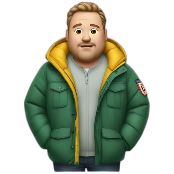 Fat man with Napapijri Rainforest Jacket emoji