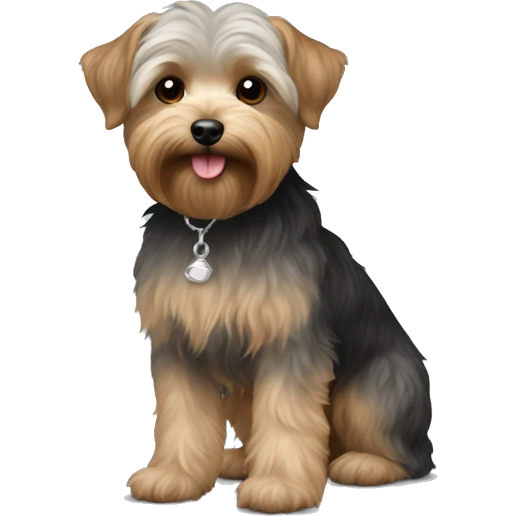 Yorkipoo with silver and light brown full body emoji