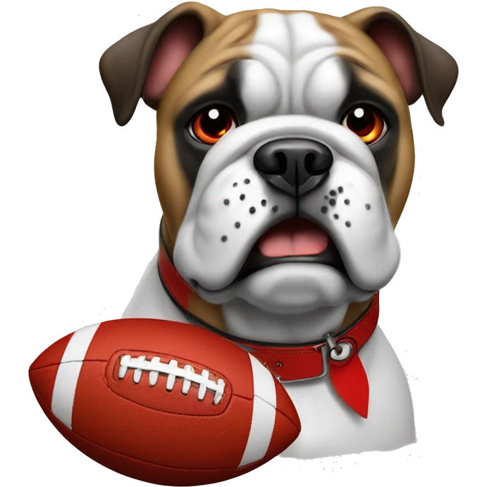white UGA Georgia bulldog with a football and a red collar  emoji