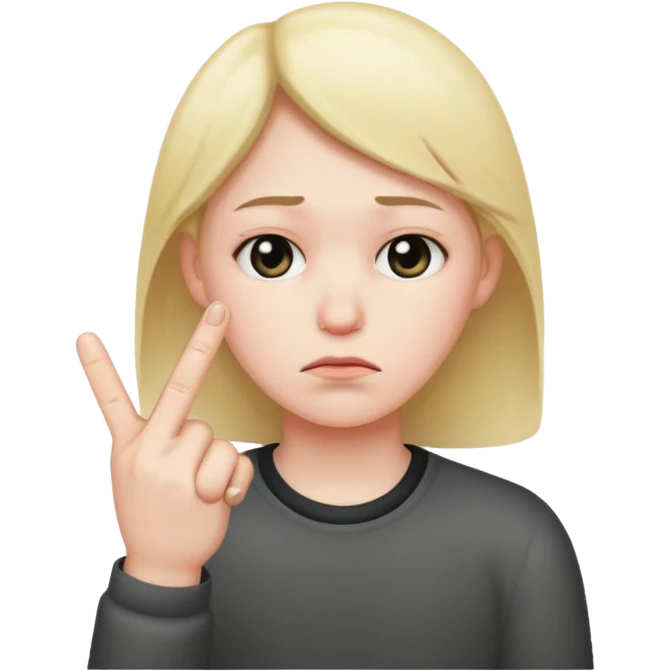 Sad face that’s doing the middle finger emoji