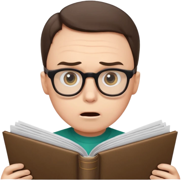 эмоджи  Шелдон (Теория большого взрыва) читает документы и удивляется emoji