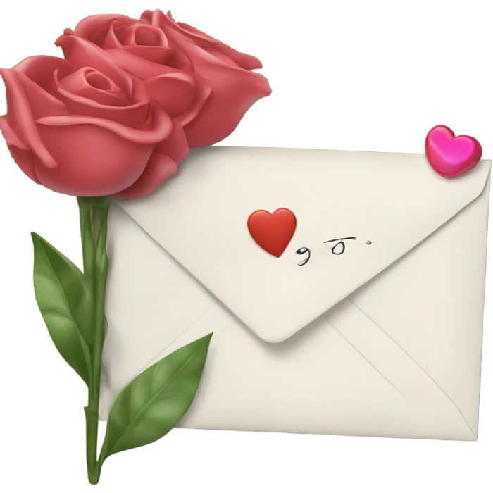 Love letter with flowers and kiss  emoji