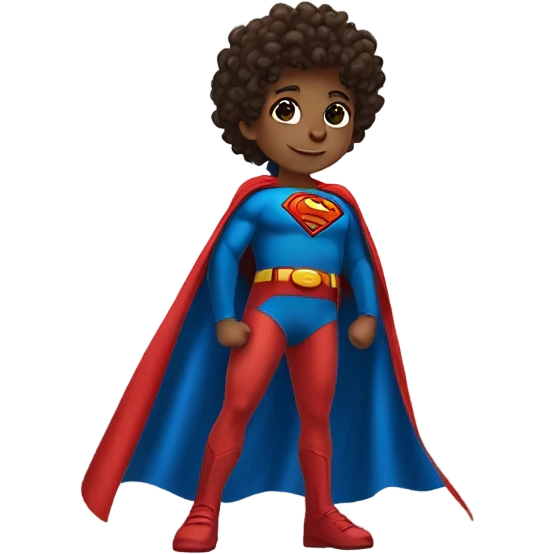 superman child curly hair brown eyes in flying pose
 emoji
