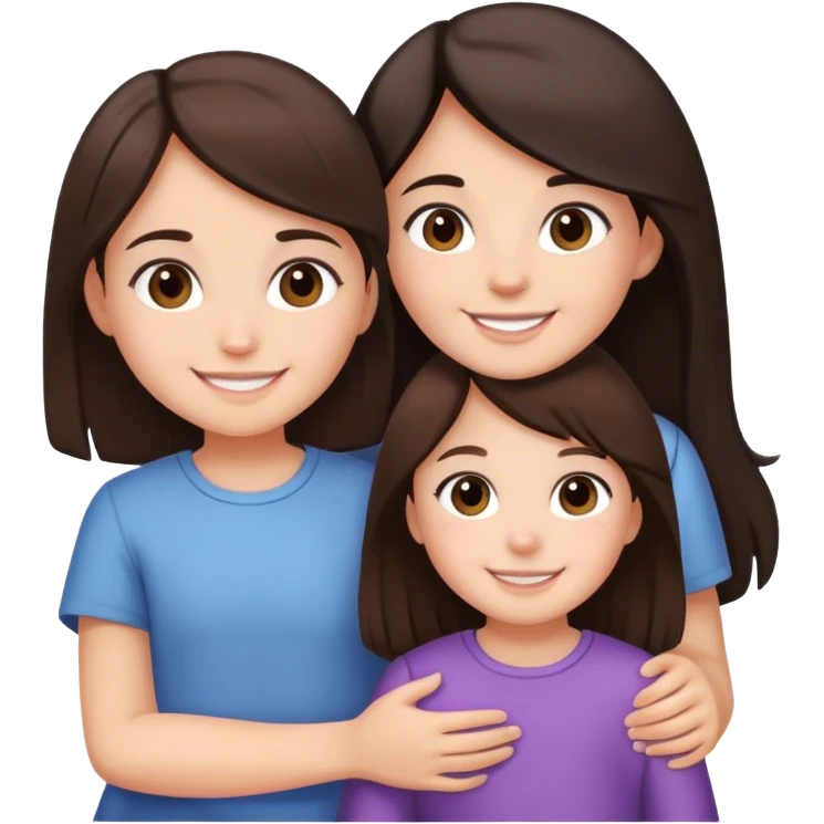 Big sister and little sister with dark brown hair emoji