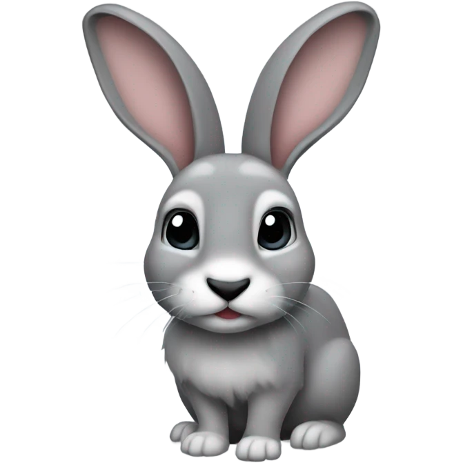 Rabbit with dark gray ears and black nose and gray tail emoji