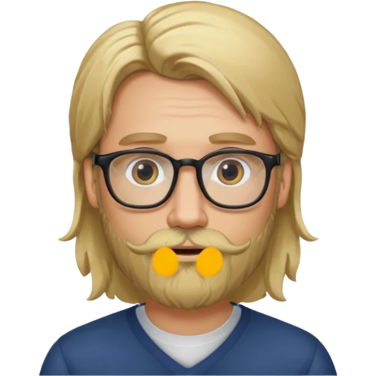 bearded long haired blonde man with eyeglasses emoji