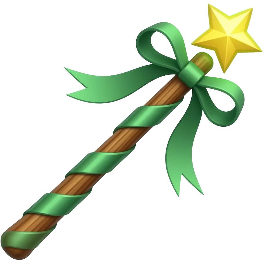 Green Ribboned green magic wand emoji