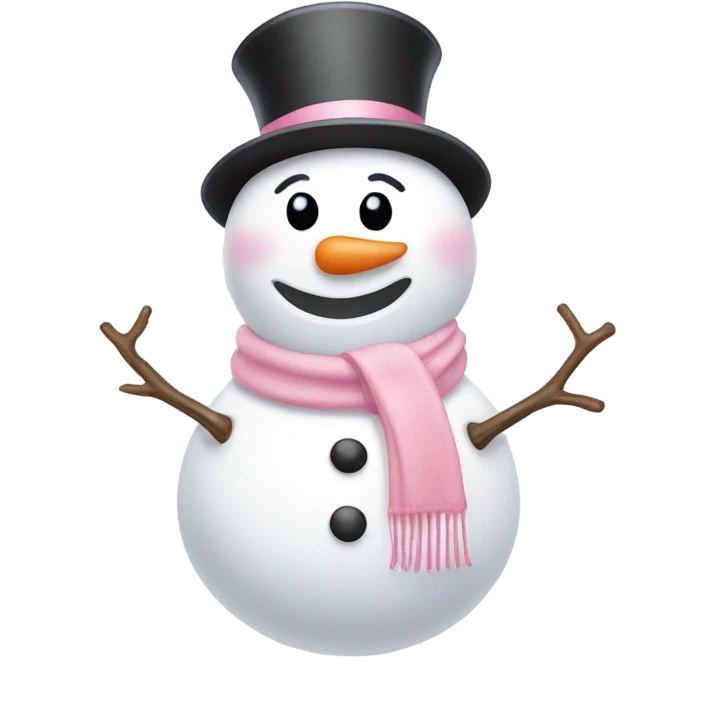 Cute white and light pink snowman emoji