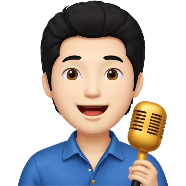 chinese man with big hair singing emoji