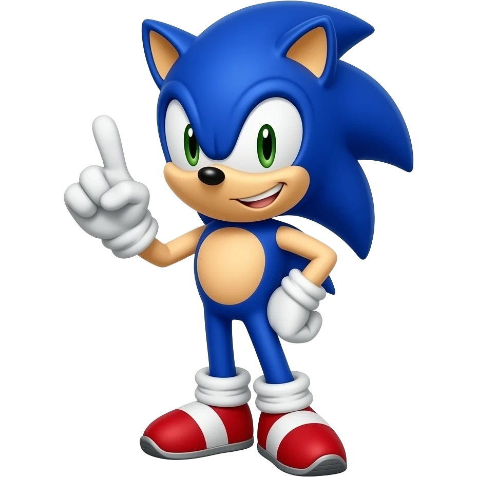 Sonic finger pose grinning full photo emoji