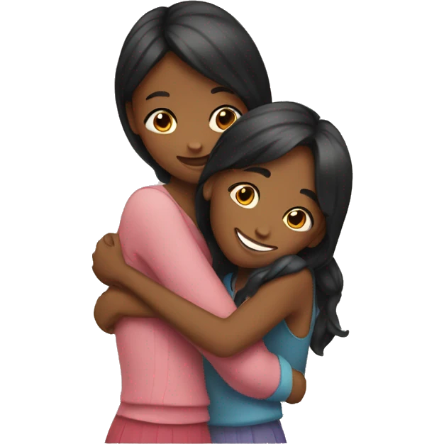 two girl best friends hugging emoji