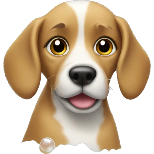 a dog in a bathtub with soap bubbles emoji