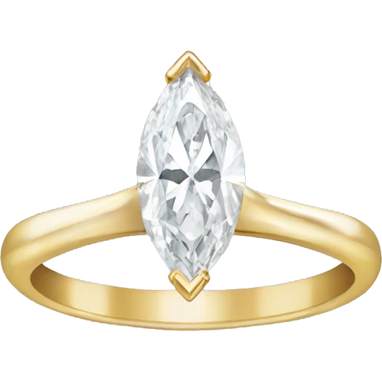 Marquise shaped diamond ring with gold band  emoji