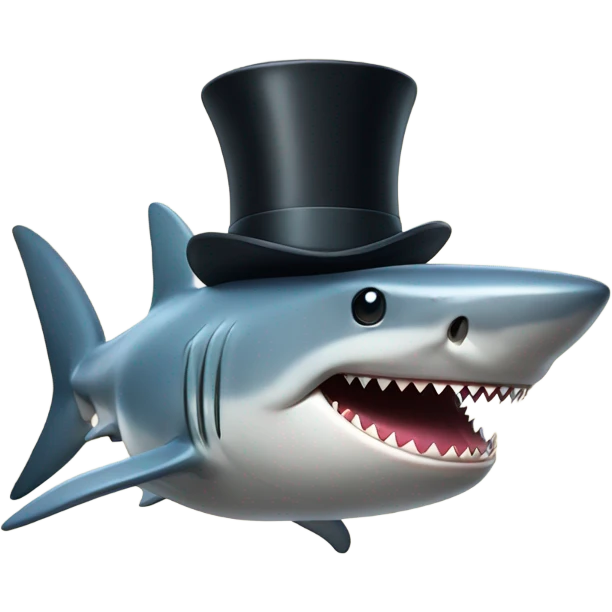 Shark with a top hat emoji