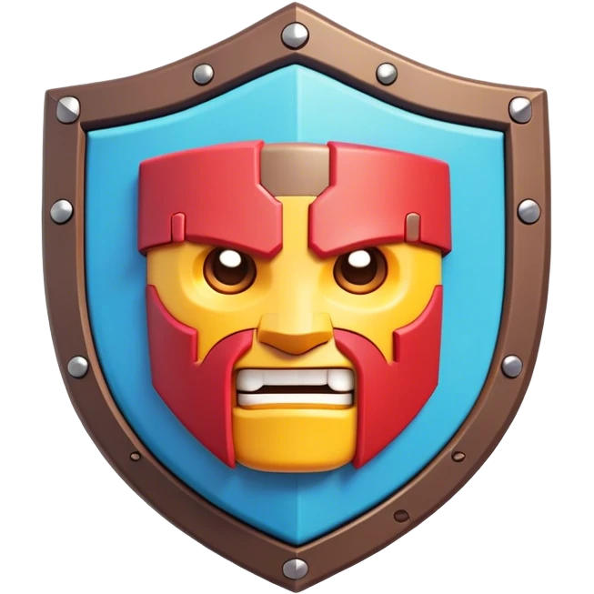 Clash of Clans aesthetic: Cinematic Playful Pixel 3D Shield Emoji, rendered in a 3D vector-style similar to standard emojis with minimal shading and bold, simplified shapes. A compact, distinct form with signature details, softly glowing with a pixelated adventure charm. Simplified yet unmistakably iconic, highly detailed and consistent, glowing with a soft radiance and high shine. Stylized with a touch of classic pixel-art charm and a soft glowing outline, capturing the essence of a beloved gaming relic with a friendly, playful manner! emoji