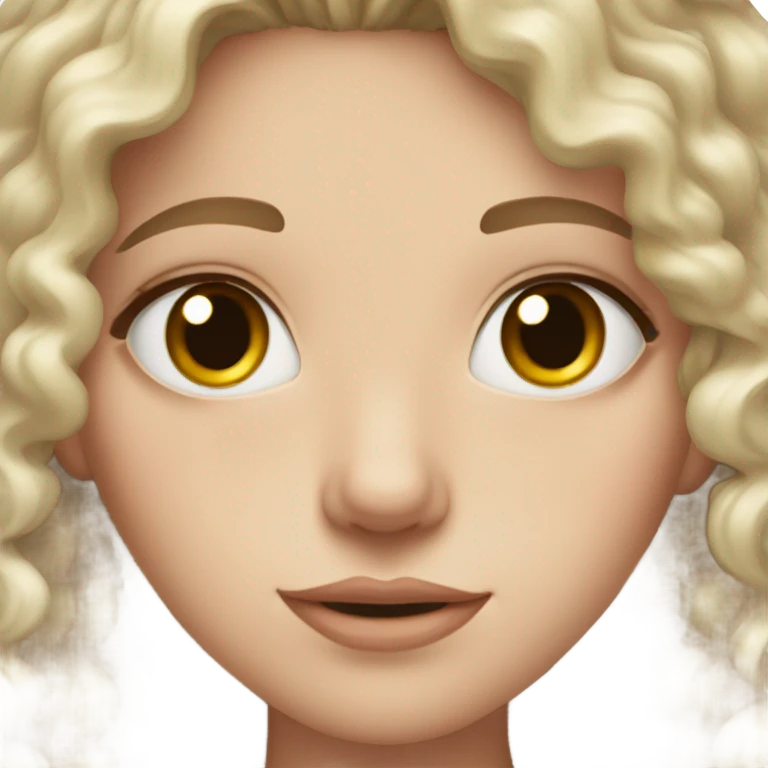 pale girl with curly dark brown hair and hazel eyes emoji