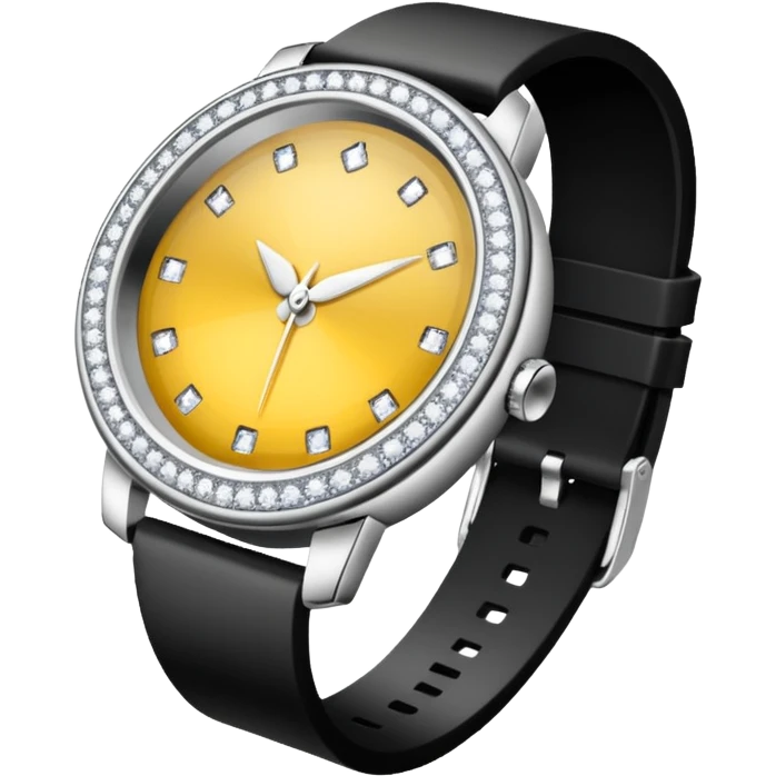 Crie um relógio de pulso prateado cravejado de diamantes brilhantes emoji