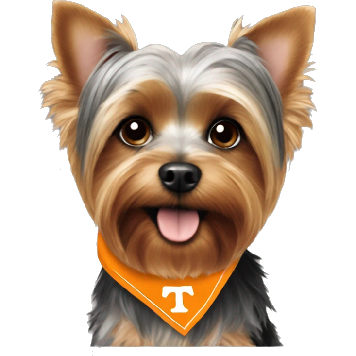Yorkie dog wearing TN Vols bandana emoji