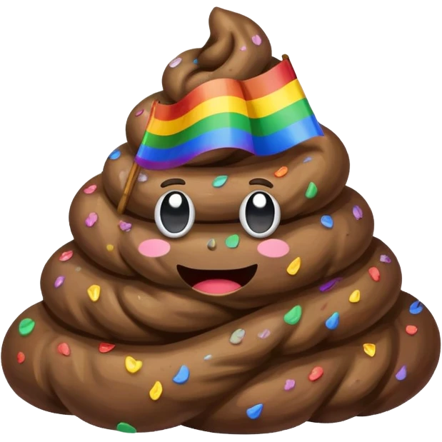 Poop wearing a rainbow gay emoji