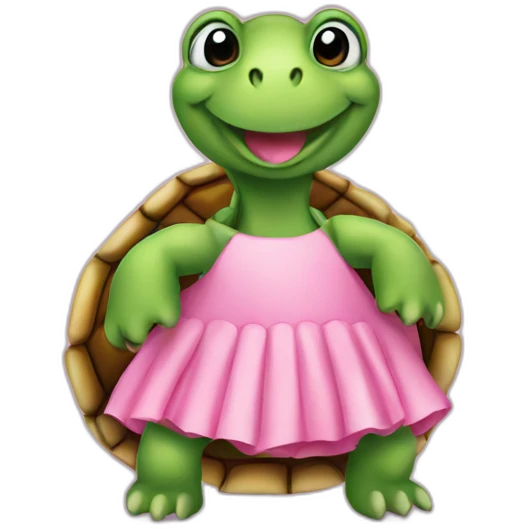 A turtle wearing a pink dress emoji