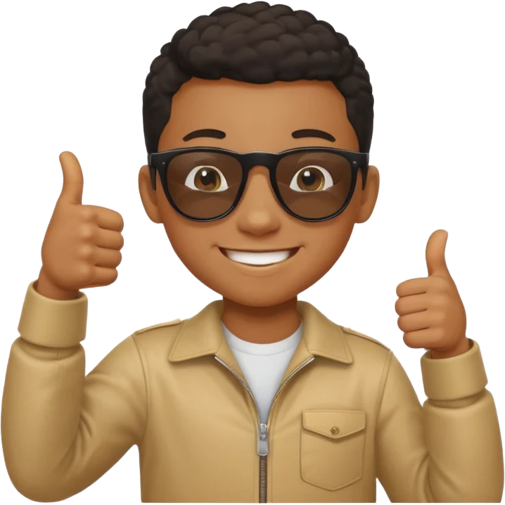 Creat light black kid with this "👍, 👈, 😀, 😎, reaction emoji