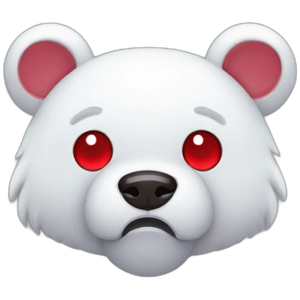 White Gloomy bear with red eyes emoji