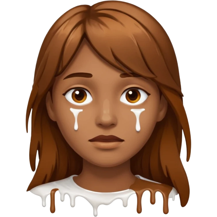 Drip White paint from face long brown hair emoji