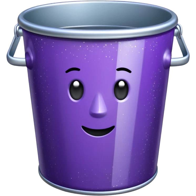 Glitter Purple and Cian  metal rubbish bin emoji