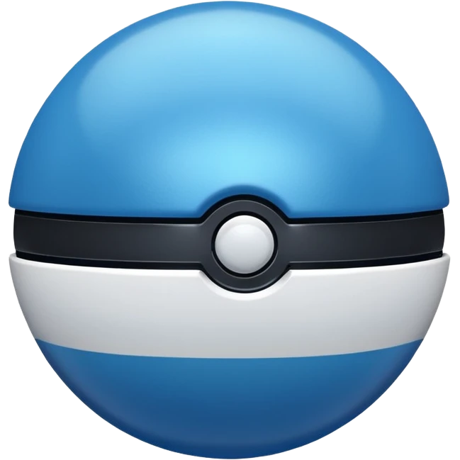 blue pokeball emoji, top half is a more saturated blue, bottom half is white, black stripe, with a metallic sheen emoji