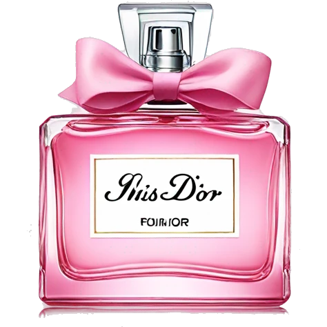 pink miss dior perfume with bow and flowers emoji