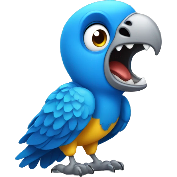 Blue parrot shouting  emoji