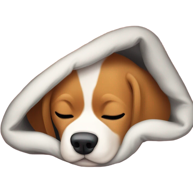 Cold beagle under many blankets emoji