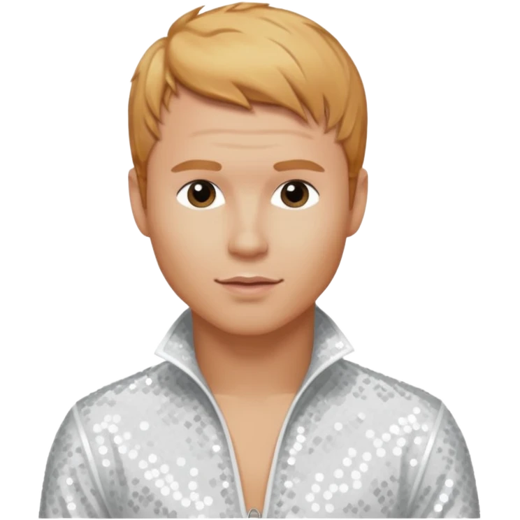 Brian Littrell from Backstreet Boys with reddish blonde hair, white sequin outfit emoji