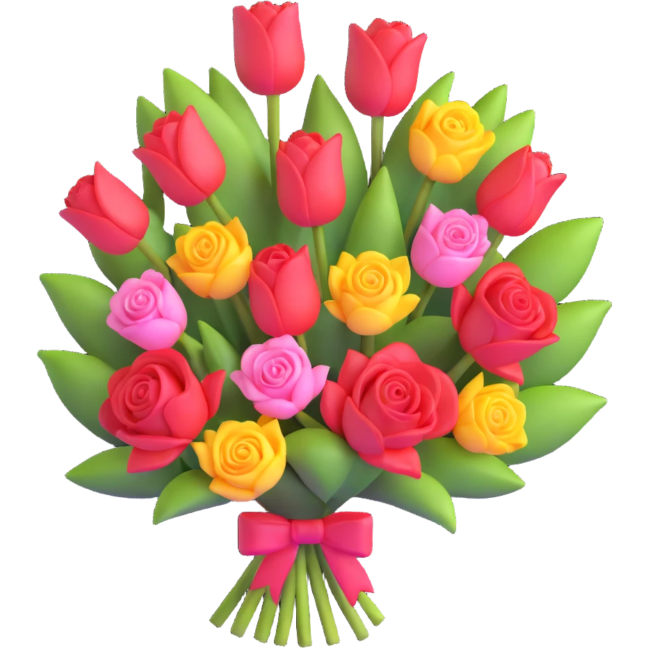 bouquet of roses and tulips emoji