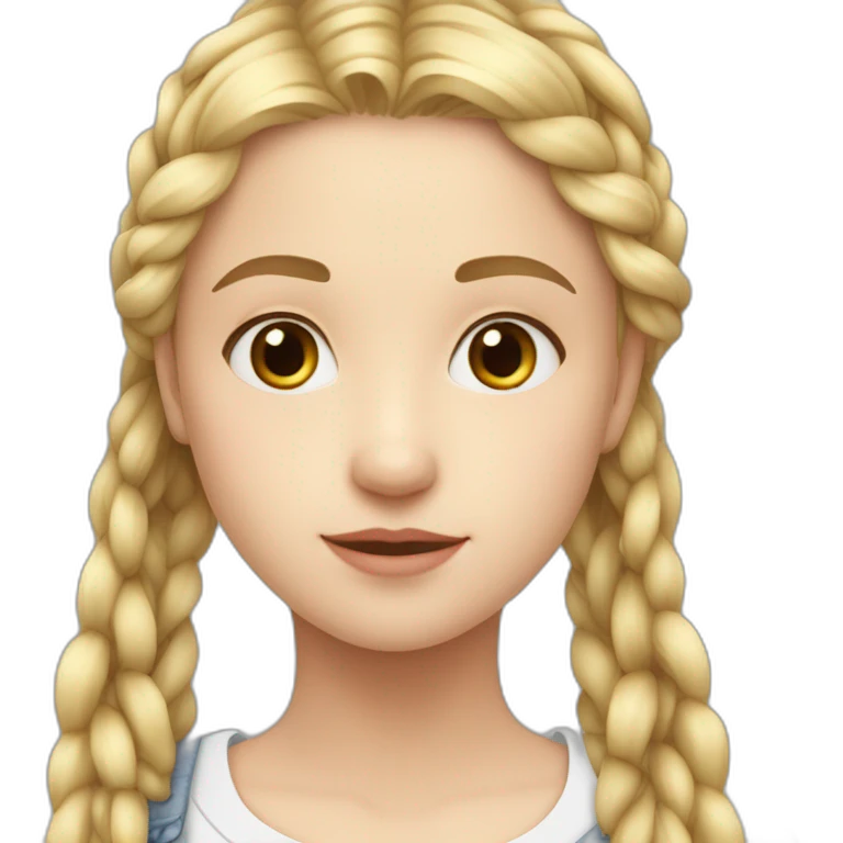 A 15 year old naturally pretty french girl who is blond and cute, her size is about 1m70, she has long hair with Braids emoji