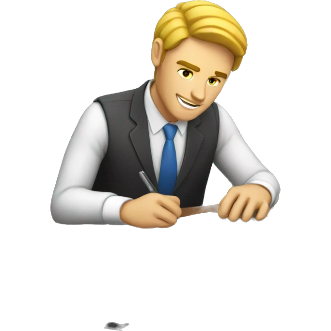 white skin Sales man writing an offer emoji