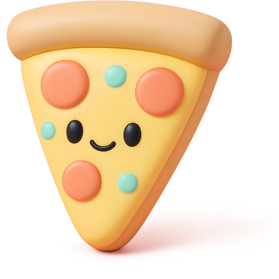 plushie style slice of pizza, vinyl figure look, soft toy details emoji