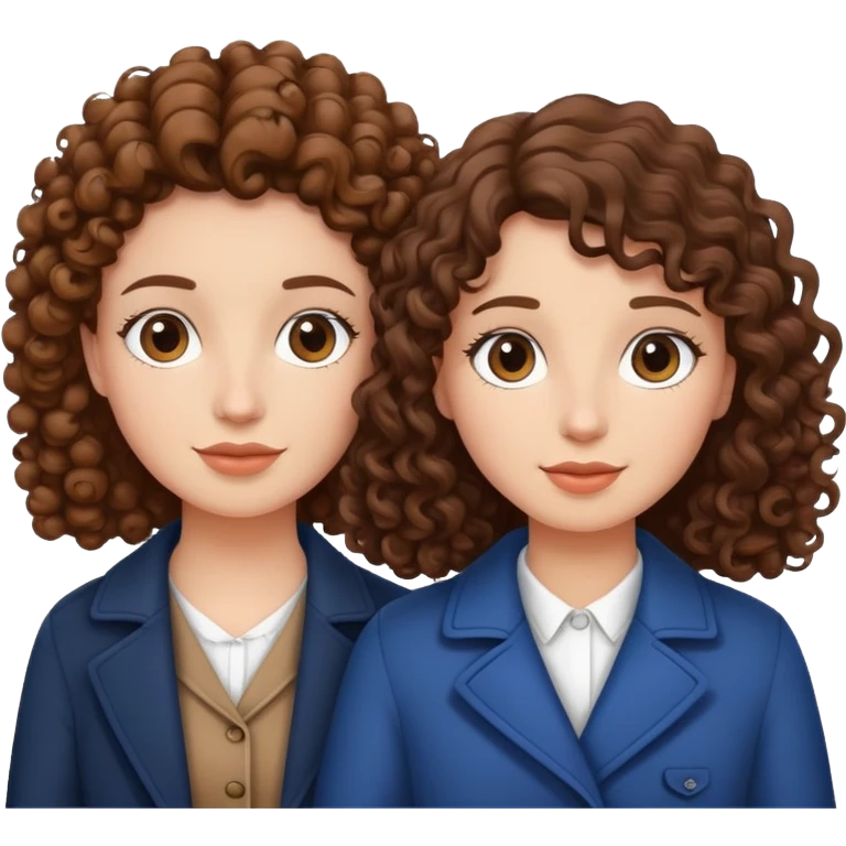 a curly brown hair and a straight brown hair 2 bestfriend going to paris emoji