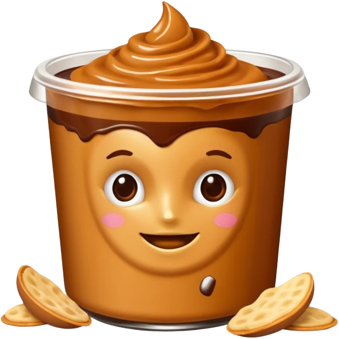 Pote de dulce de leche con chips de chocolate y sin cara emoji