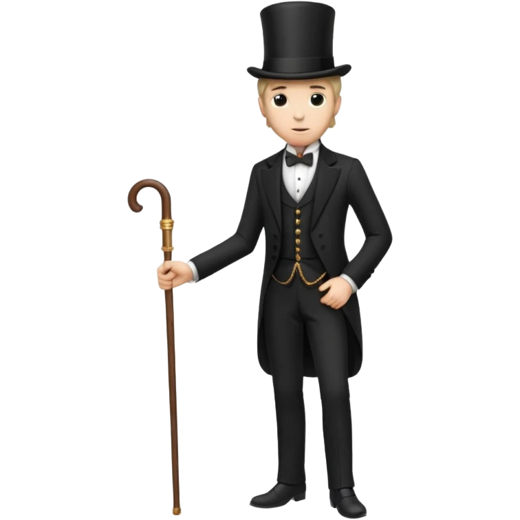elegant Victorian gentleman in a top hat, full body, standing, back view emoji