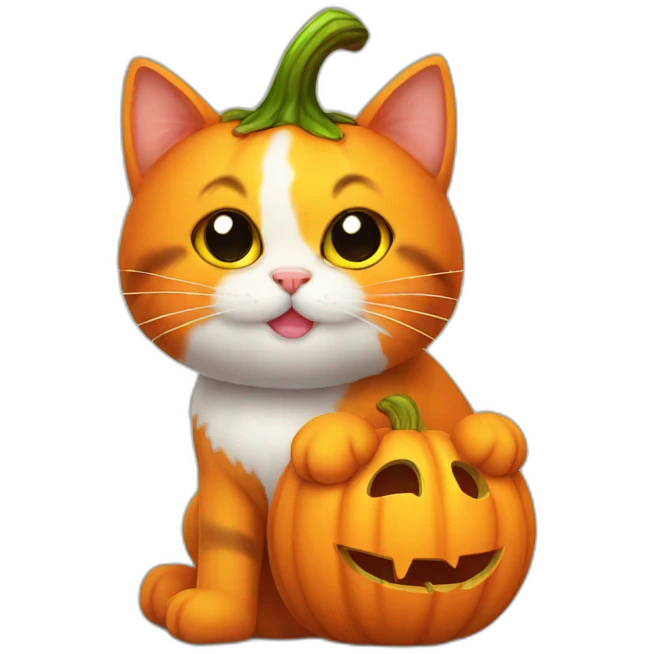 Halloween cute pumpkin cat emoji