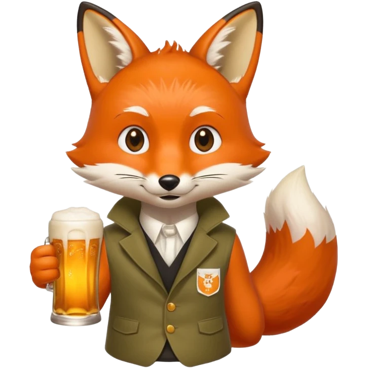 Un renard style manga qui tien une bierre marqué pmu-sama emoji