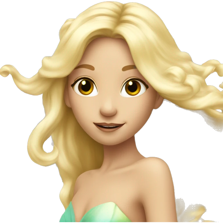 Iridescent fairy flying long hair blonde emoji