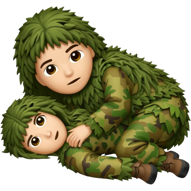 Ghilie suit laying down alone emoji